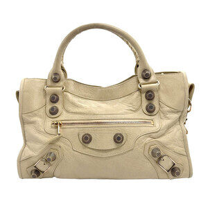 Balenciaga The City Leather Shoulder Bag Beige